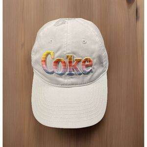Coke Coca-Cola White Rainbow Logo Women's Adjustable Hat Dad‎ Cap NWOT White